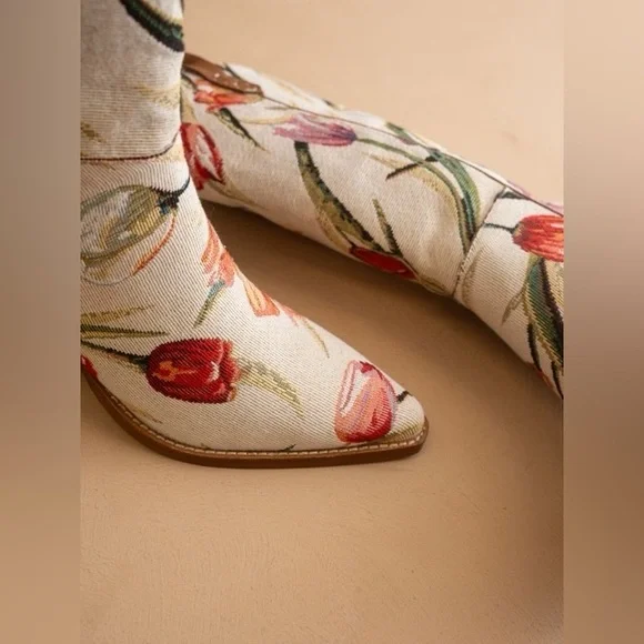 Tulip Floral Tapestry Cowboy Boots - Oasis Society - Picture 5 of 7